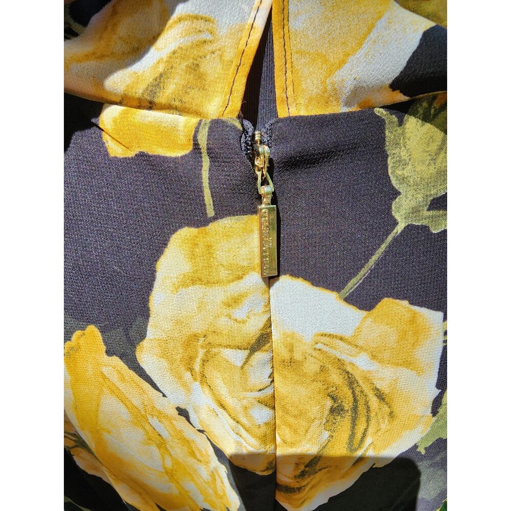 Karl Lagerfeld Paris Womens 16 Black & Yellow Floral Print Dress - Picture 4 of 7
